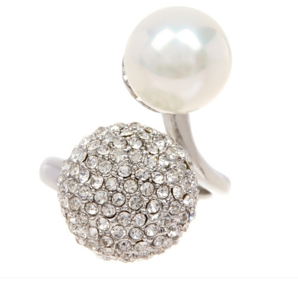 Silver Pave & Pearl ring